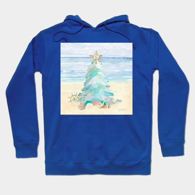 Coastal Seaglass Christmas Tree A Hoodie by Jean Plout Designs